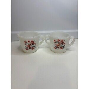 Fire King PRIMROSE Milk Glass 1960s CREAM & SUGAR BOWL (no lid) Set VTG